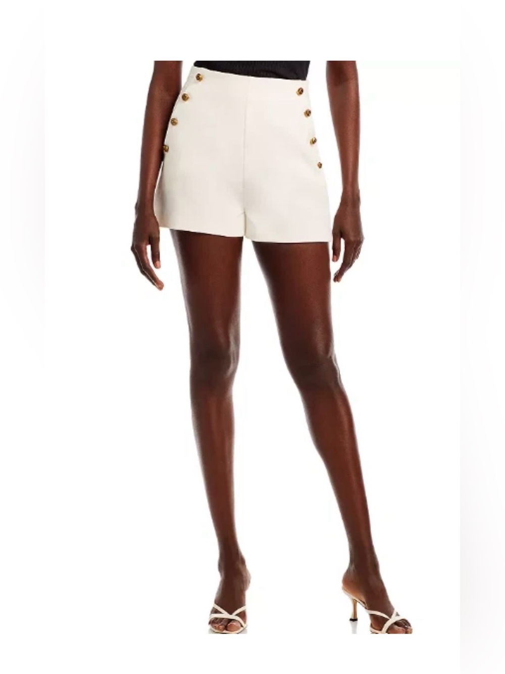 Aqua Twill Knot Button Shorts White High Waist Avant Garde Size xs